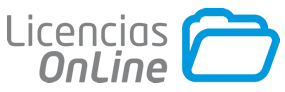 Logotipo oficial de Licencias Online con contorno azul de una carpeta